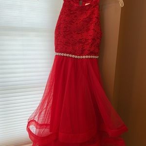 Beautiful sparkly high low red dress